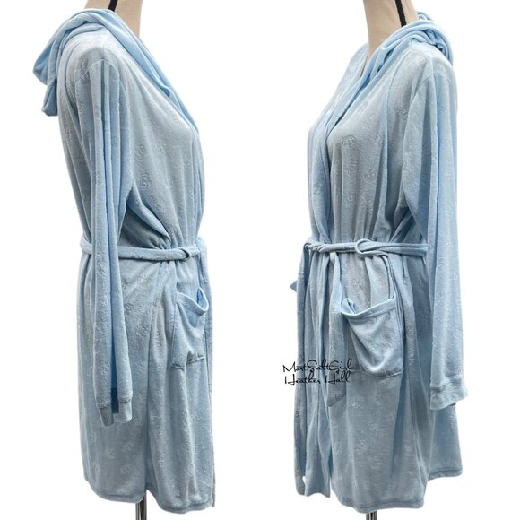 Juicy Couture Light Blue Hooded Robe with Loungewear Robe Large/XL - Picture 4 of 7